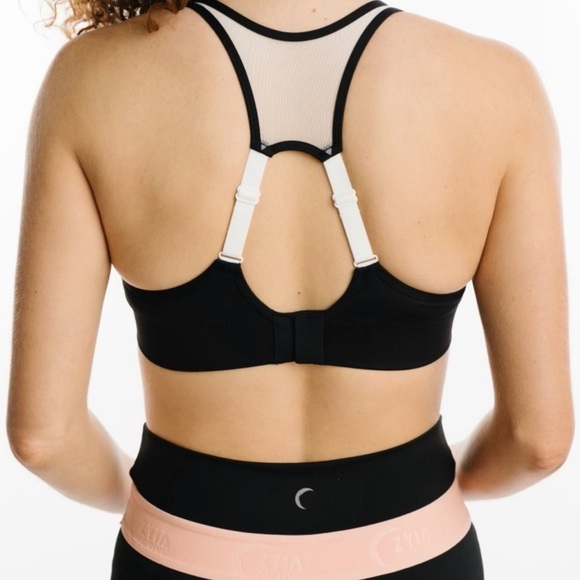 Zyia Olive and Peach color block bra - Picture 3 of 6